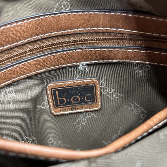BOC Concept Amherst Brown Crossbody Bucket Bag Purse Embossed - Picture 7 of 16